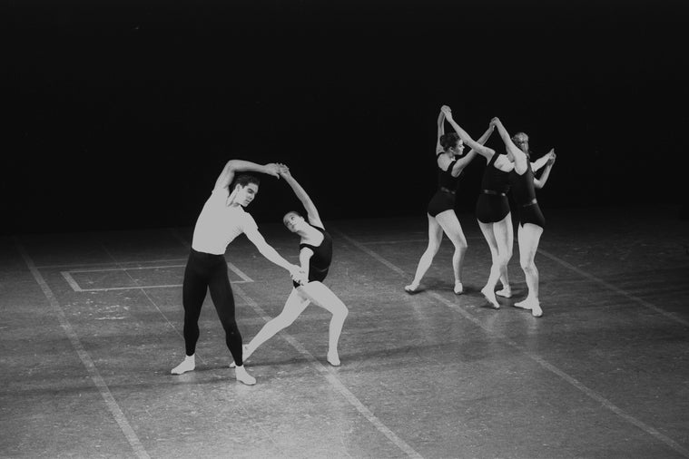 New York City Ballet production of "Movements for Piano and Orchestra" with Jacques d'Amboise and Suzanne Farrell, (Performed one time in black leotards), choreography by George Balanchine (New York)
