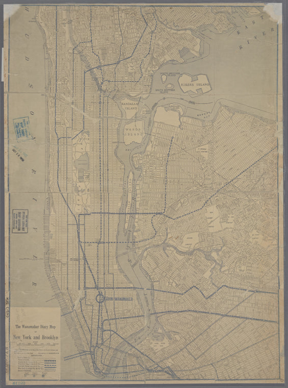 The Wanamaker diary map of New York and Brooklyn