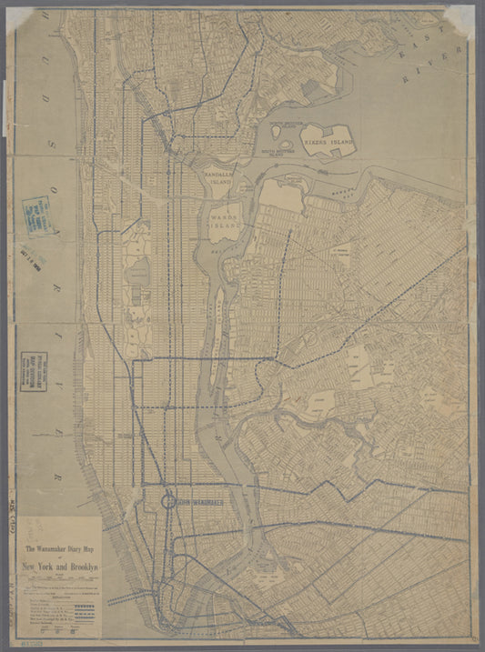 The Wanamaker diary map of New York and Brooklyn