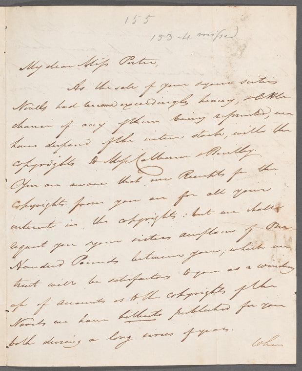 Owen Rees to Miss Porter, autograph letter signed