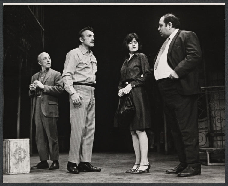 Leonardo Cimino, Dane Clark, Richard Castellano and unidentified in the stage production Mike Downstairs