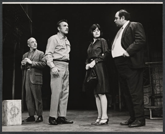 Leonardo Cimino, Dane Clark, Richard Castellano and unidentified in the stage production Mike Downstairs