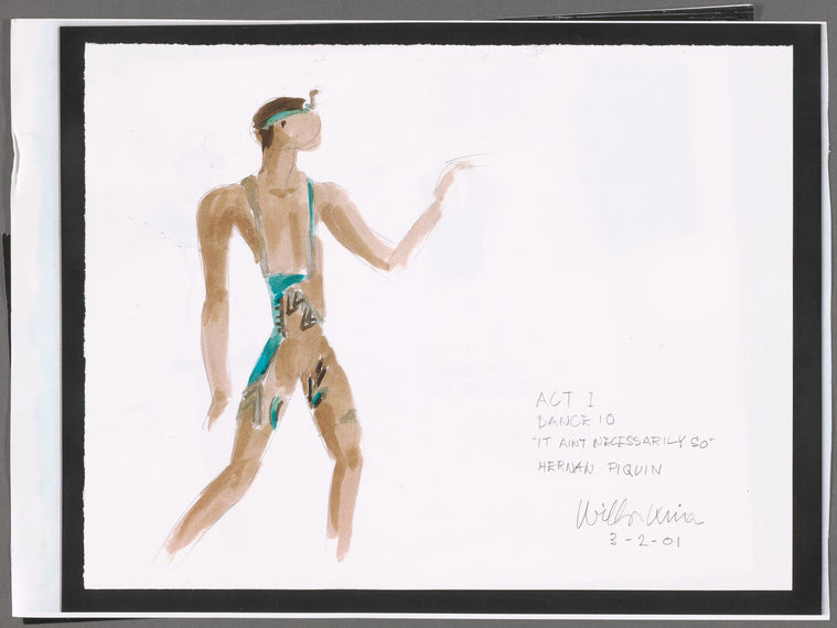 Dancin' With Gershwin: Photocopied costume sketch for Act I, Dance 10 "It Ain't Necessarily So" (Hernan Piquin)