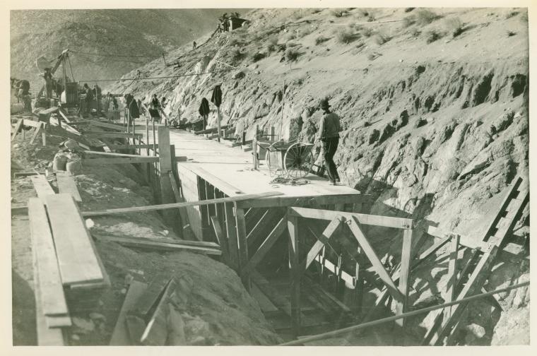 Building the conduit on the hillside in the Grapevine Division
