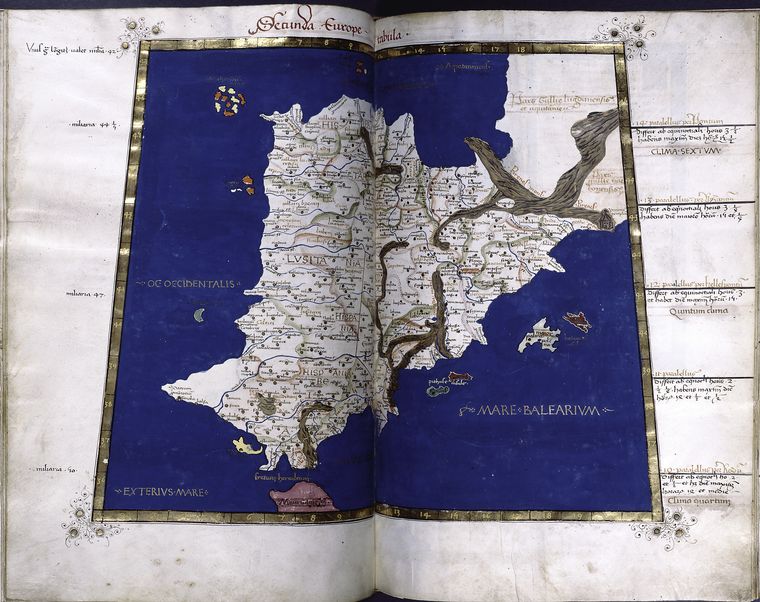 Second map of Europe (Iberian Peninsula). Full gold border