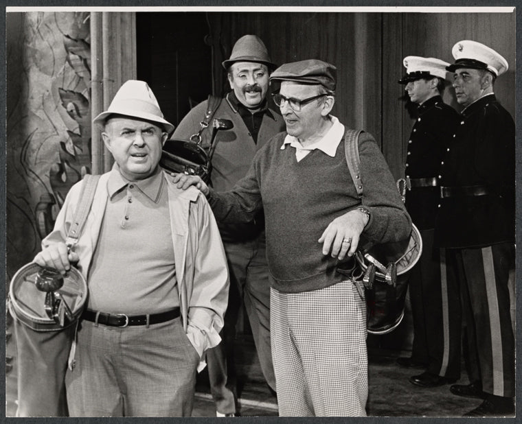 John McGiver, Neil Flanagan, Barnard Hughes and unidentified others in the stage production Sheep on the Runway