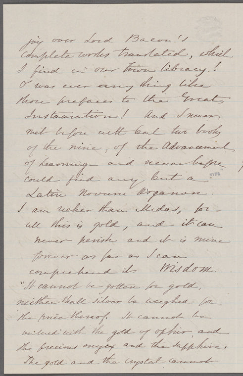 [Peabody,] Elizabeth [Palmer, sister], ALS to. [later 1861].