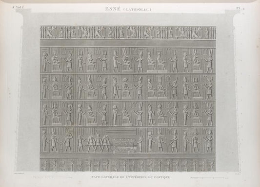 Esné [Isnâ] (Latopolis). Face latérale de l'intérieur du portique.