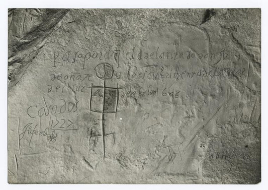 El Morro Rock with Onate's Inscription, 1606 [Detail].