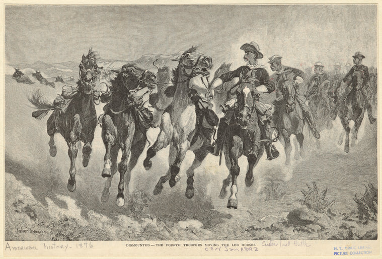 Dismounted--the Fourth Troopers moving the led horses