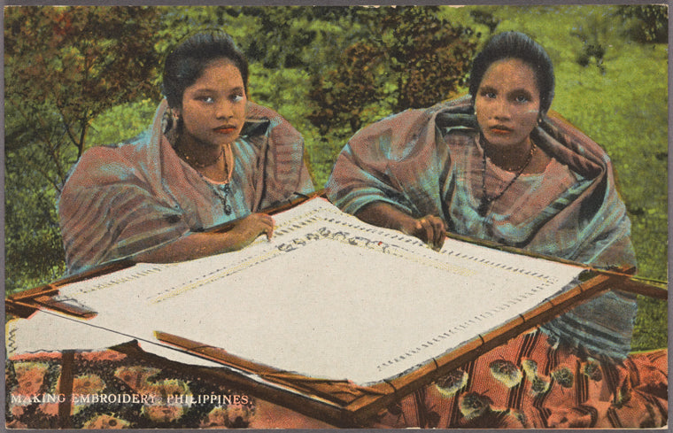 Making embroidery, Philippines.