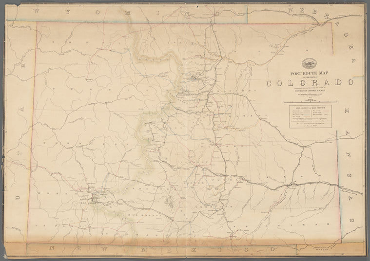 Post route map of the state of Colorado