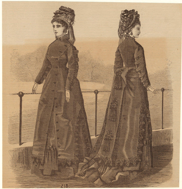 Women standing showing front and back dress