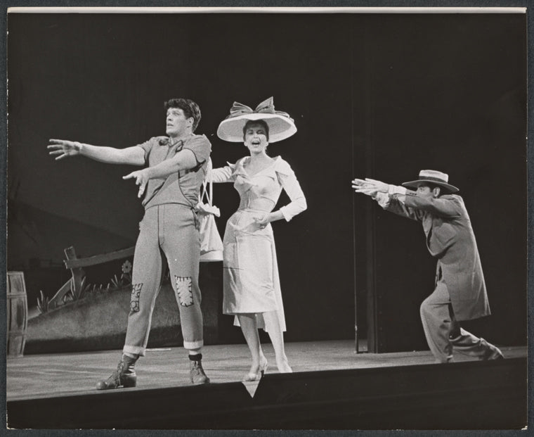 Peter Palmer, Tina Louise and Al Nesor in the stage production Lil' Abner