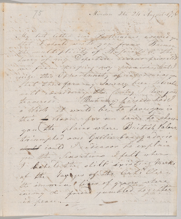 Johann Friedrich Runckel to Jane Porter, autograph letter signed