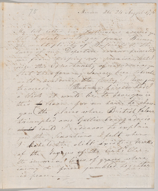 Johann Friedrich Runckel to Jane Porter, autograph letter signed