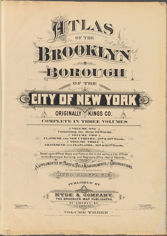 Atlas of the Brooklyn borough of the City of New York : : originally Kings Co.; complete in three volumes ... based upon official maps and plans ..