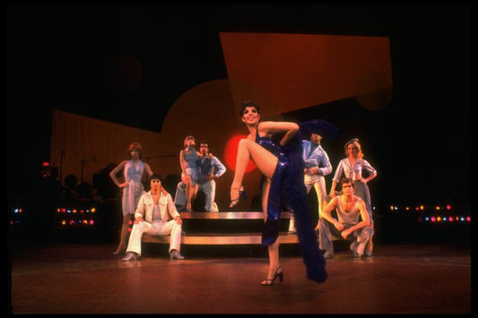 Actress Liza Minnelli and dancers in a scene from the Broadway production of the musical "The Act."