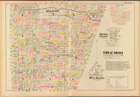 Monroe County, Double Page Plate No. 9  [Map of town of Sweden]