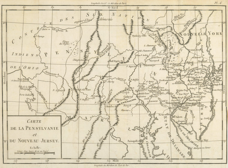 Carte de la Pensylvanie et du Nouveau Jersey