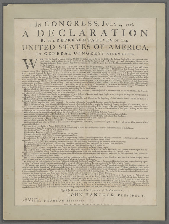 In Congress, July 4, 1776. : A declaration by the representatives of the United States of America, in general congress assembled