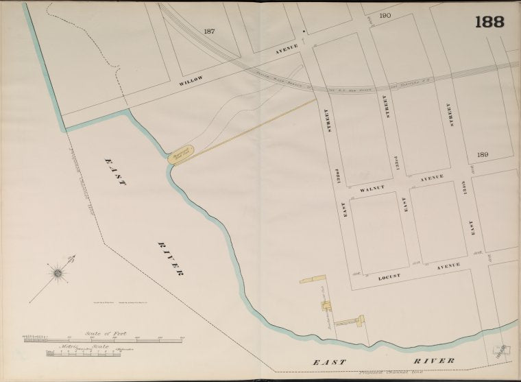 Bronx, V. 9, Double Page Plate No. 188 [Map bounded by Willow Ave., East 134th St., East River.]