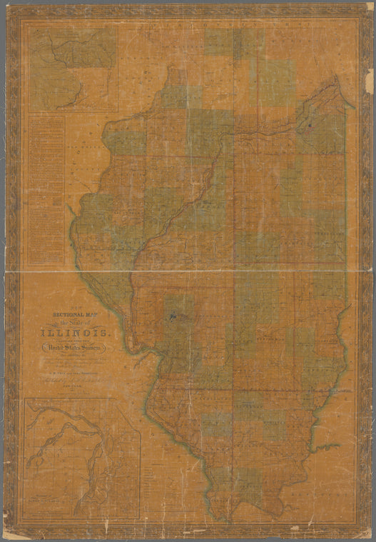 New sectional map of the state of Illinois: compiled from the United States surveys : also exhibiting the internal improvements, distances between towns, villages & post offices : the outlines of prairies, woodlands, marshes &c.