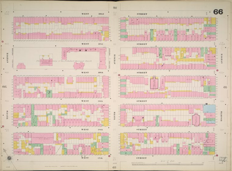 Manhattan, V. 3, Double Page Plate No. 66 [Map bounded by W. 22nd St., 8th Ave., W. 17th St., 10th Ave.]