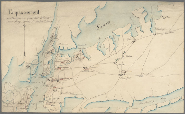 Emplacement des troupes en quartier d'hiver sur Long, York, et Staten Island