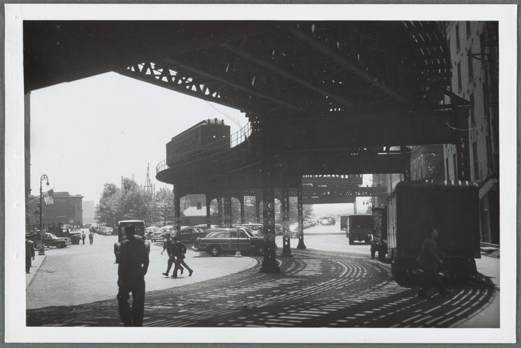 The famous S-curve near South Ferry on the Third Avenue Elevated, Manhattan, N.Y.