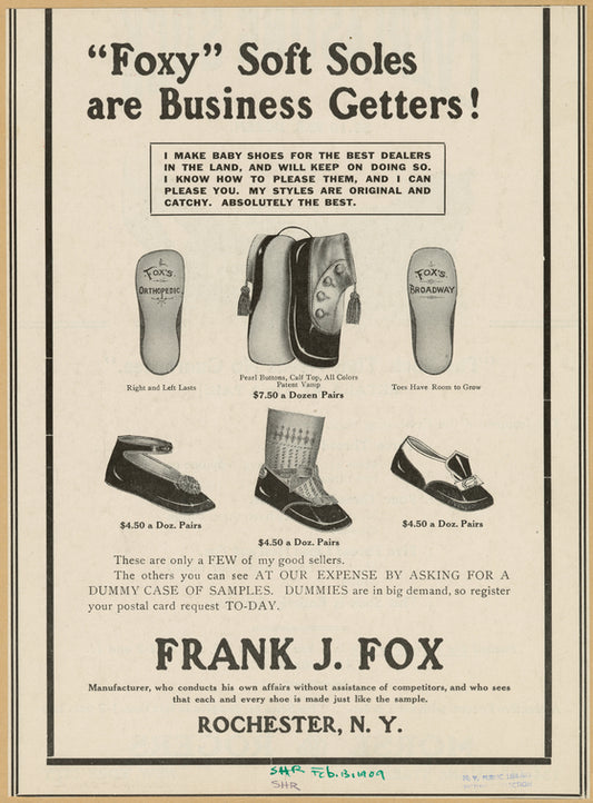 Advertisement for Frank J. Fox's shoes