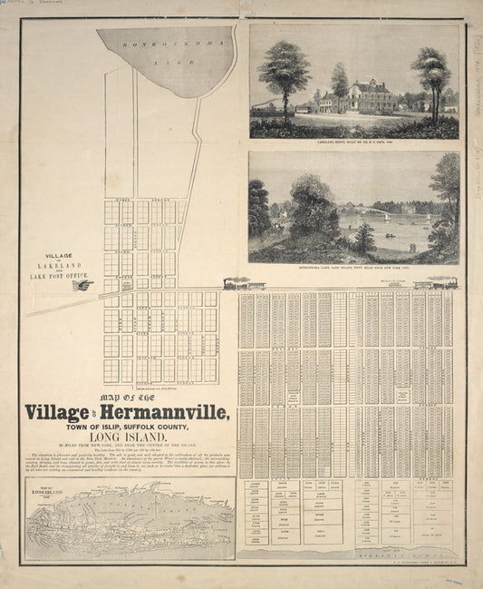 Map of the village of Hermannville, Town of Islip, Suffolk county, Long Island : 50 miles from New-York, and near the centre of the island.