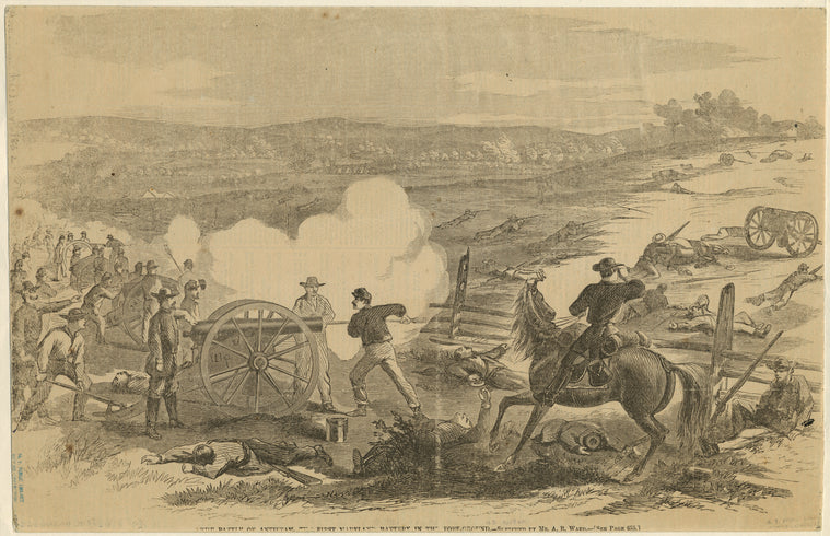The Battle of Antietam : The First Maryland Battery in the fore-ground