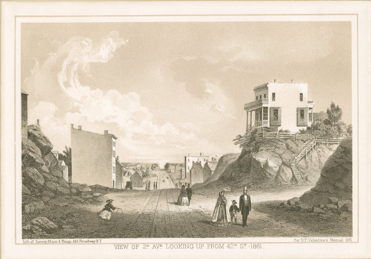 View of 2d. Ave. looking up from 42d St. 1861