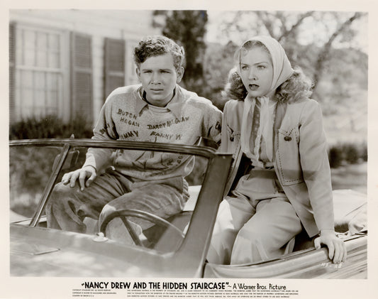 Frankie Thomas and Bonita Granville in the motion picture Nancy Drew and the Hidden Staircase.