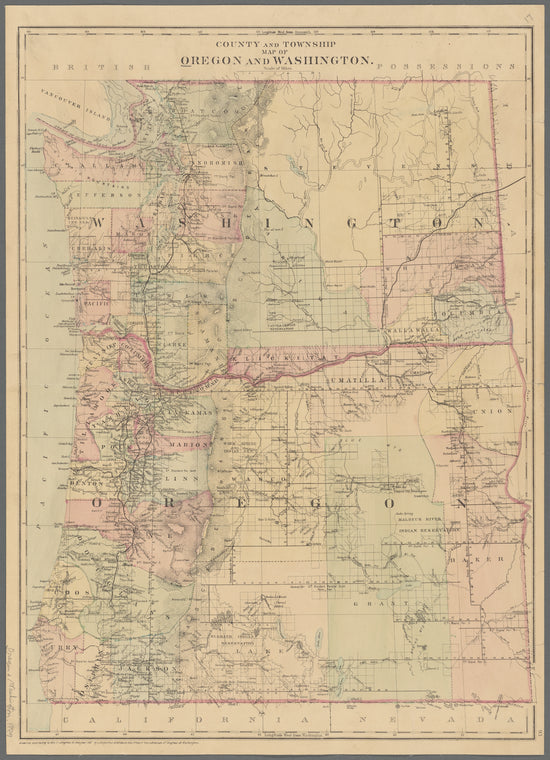 County and township map of Oregon and Washington