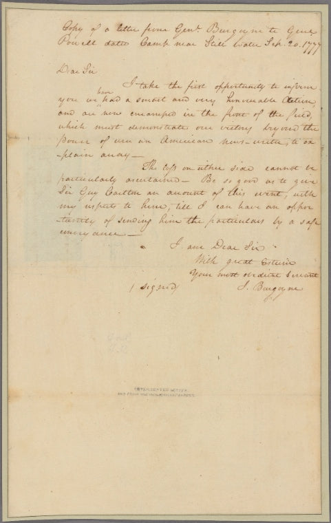 Letter to Gen. [Henry Watson] Powell [Ticonderoga]