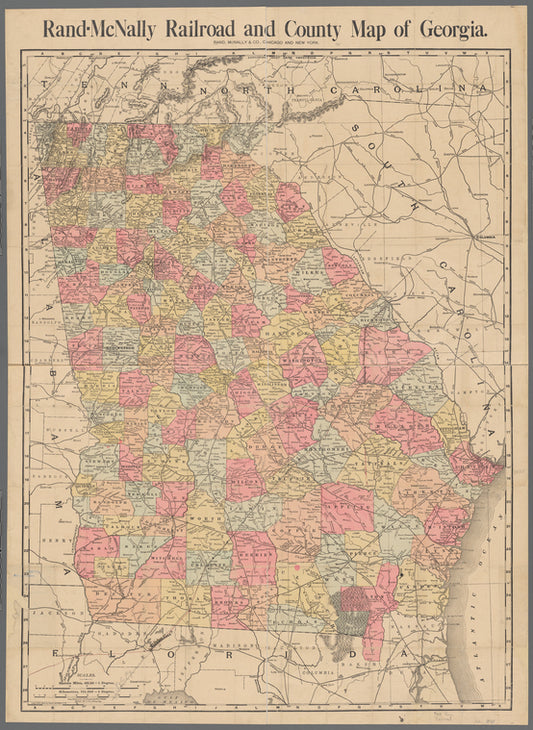 Rand-McNally railroad and county map of Georgia