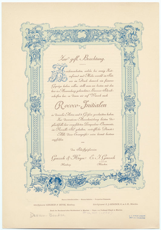 Barocco-Schreibschriften, Rococo-Italialen, Pompadour-Ornamente