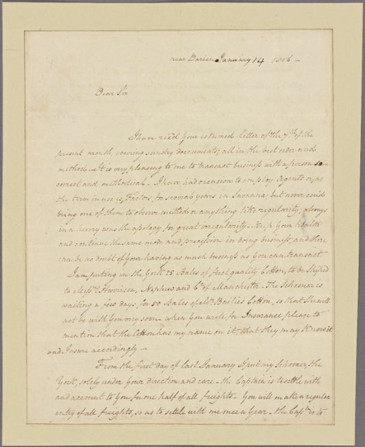 Letter to [F. D. Petit de Villers, Savannah.]