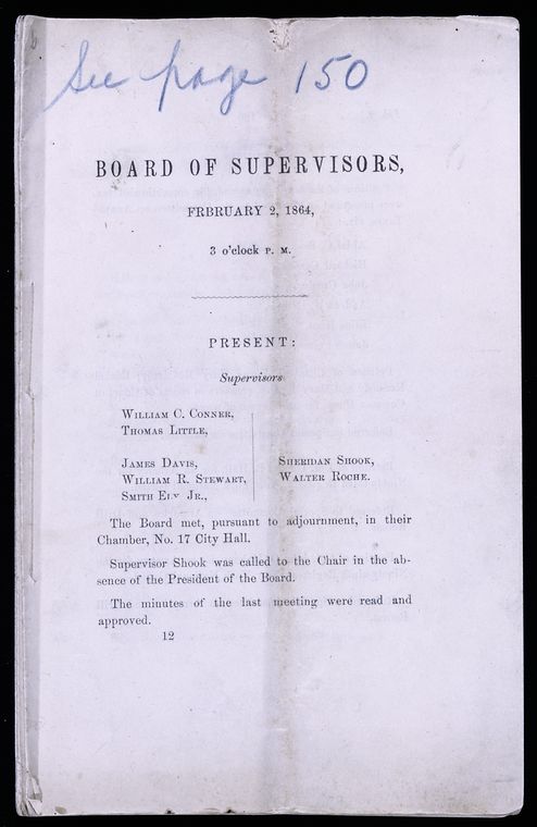 Board of Supervisors Minutes, February 2, 1864, containing the resolution authorizing payment to Albro Lyons