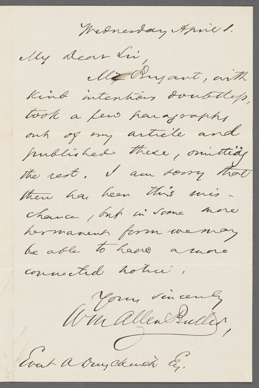 Letter to Evert A. Duyckinck Esq.