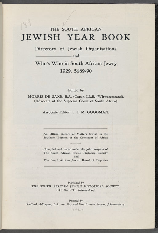The South African Jewish year book
