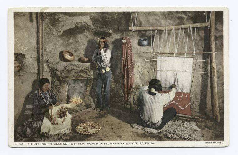 A Hopi Indian Blanket Weaver, Hopi House, Grand Canyon, Ariz.