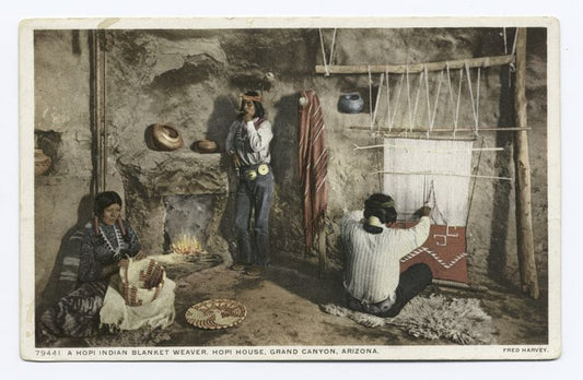 A Hopi Indian Blanket Weaver, Hopi House, Grand Canyon, Ariz.