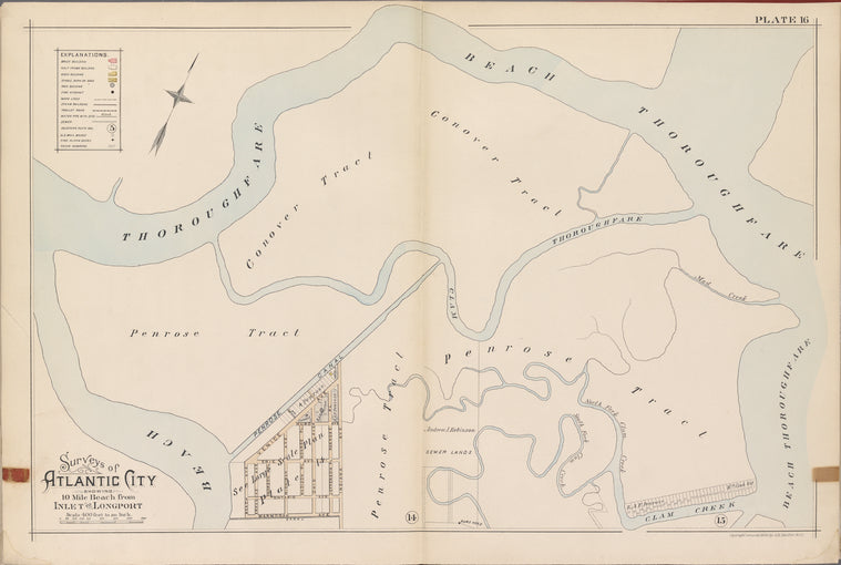 Atlantic City, Double Page Plate No. 16 [Map bounded by Beach Thoroughfare, Clam Creek, Marmorah Ave.]