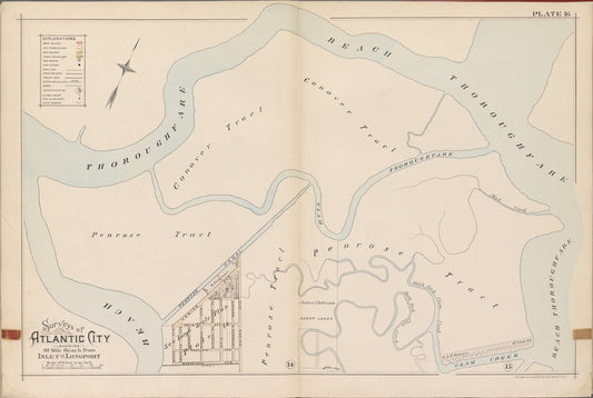 Atlantic City, Double Page Plate No. 16 [Map bounded by Beach Thoroughfare, Clam Creek, Marmorah Ave.]