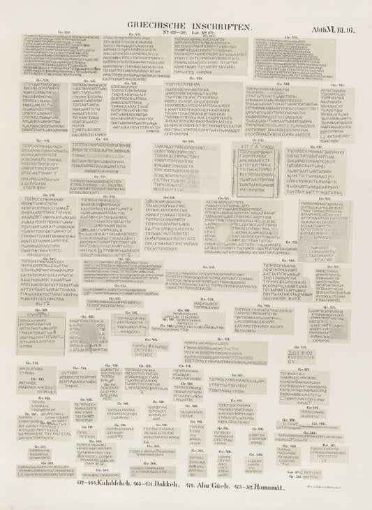 Griechische Inschriften. 372-376: Gertassi. Felsenschriften; 376: auf einer Säule des Tempels.