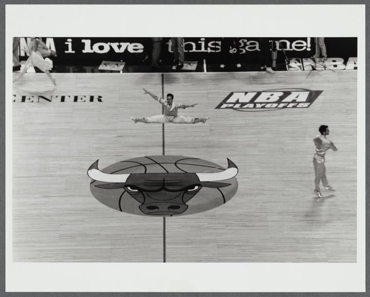Joffrey Ballet performs during half-time at a Chicago Bulls game