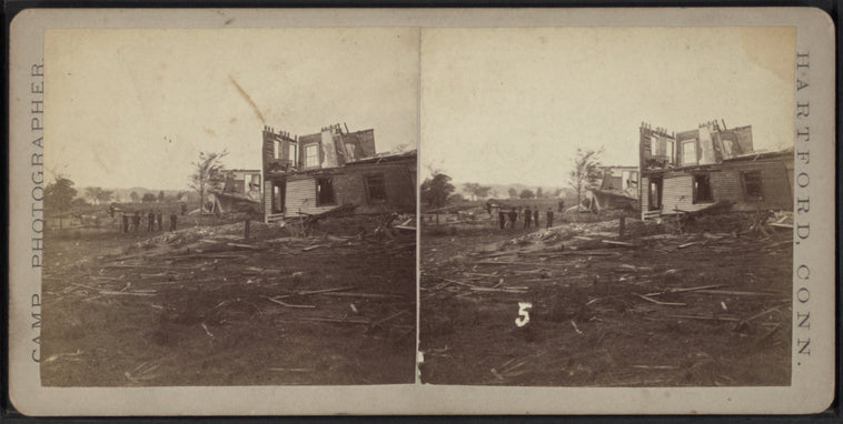View of collapsed houses.